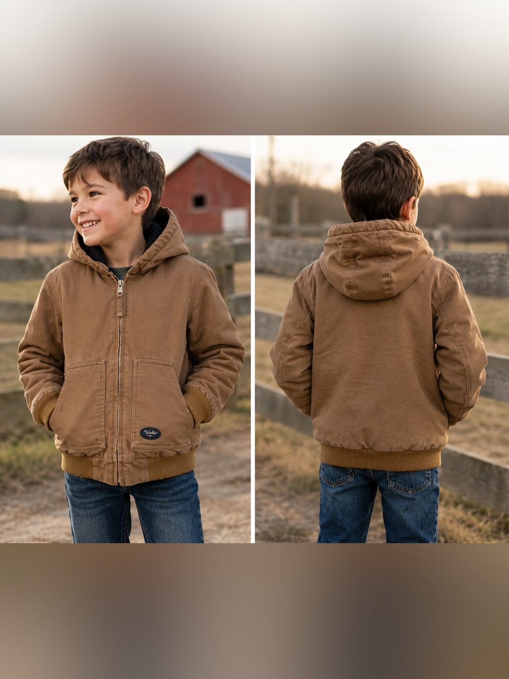 Walls Zero-Zone Youth Size 8 Brown Insulated Hooded Workwear Jacket Coat